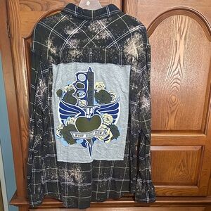 Bon Jovi upcycled bleached flannel tee made by me